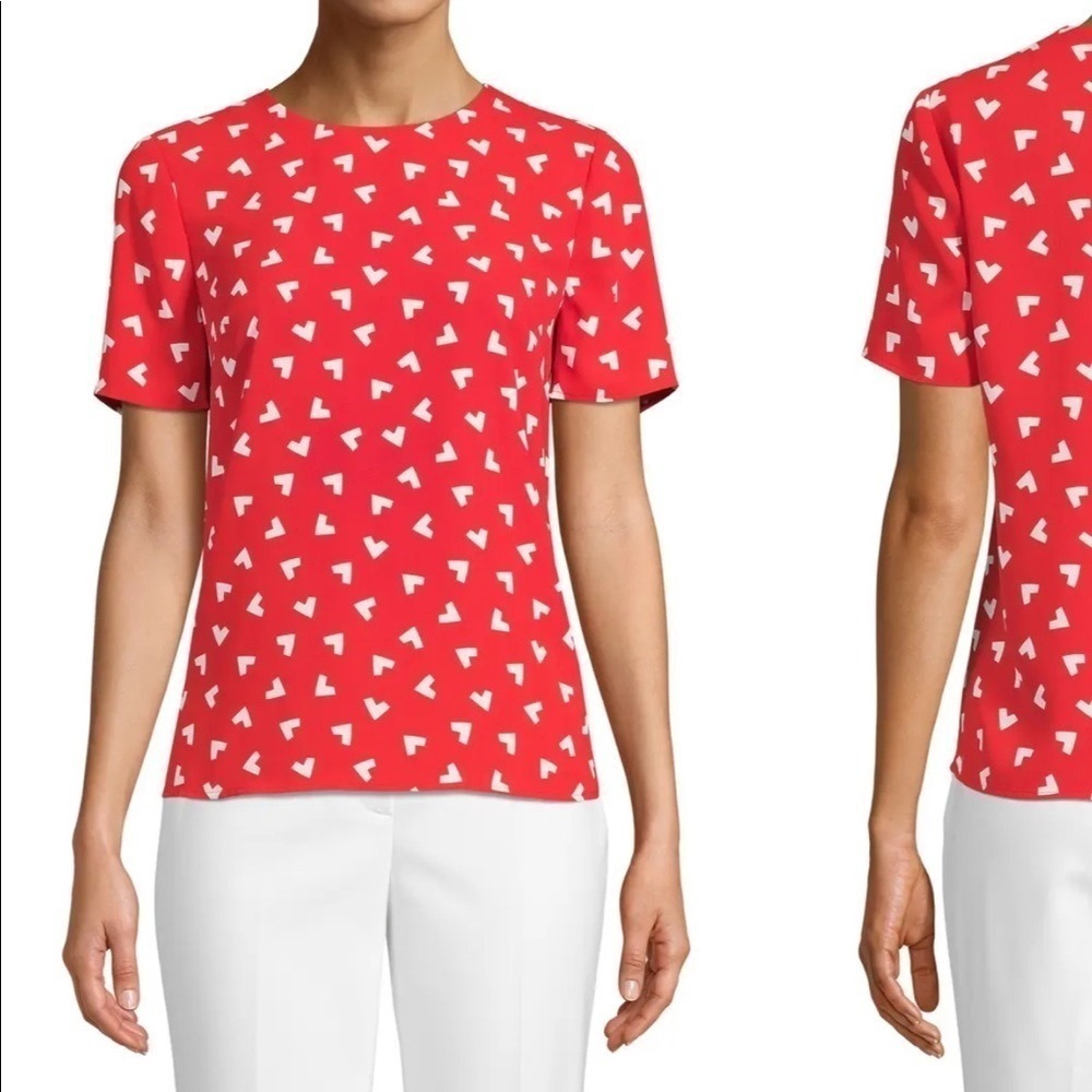Anne Klein Boomerang Print Short Sleeve Blouse new